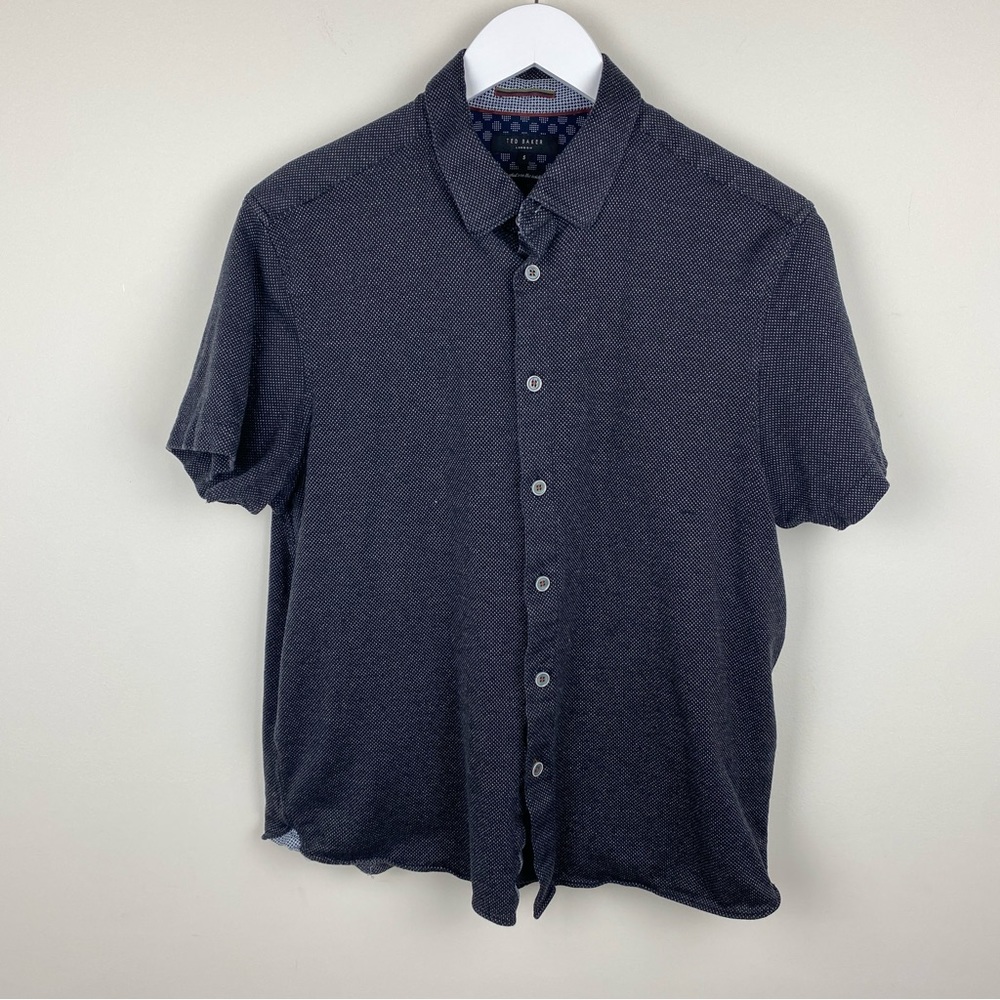 Ted Baker Grey Short Sleeve Button Front Shirt Men's Size 5 (US XL)